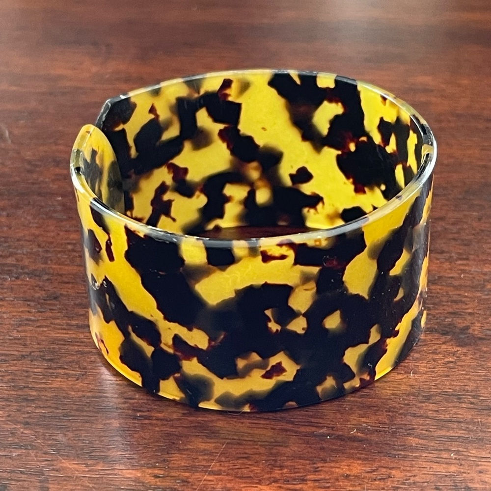 Tortoise Shell Cellulose Acetate Wide Cuff Bracel… - image 1
